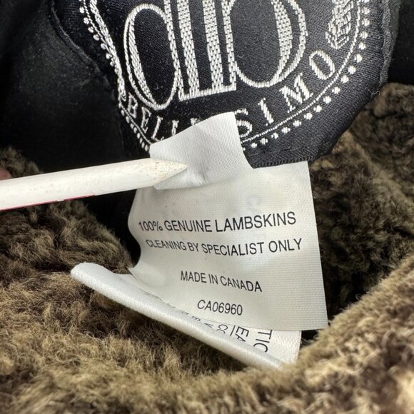 DOMINIC BELLISSIMO Shearling Lambskin Leather Reversible Coat Jacket Sz 14 Black - Picture 12 of 13